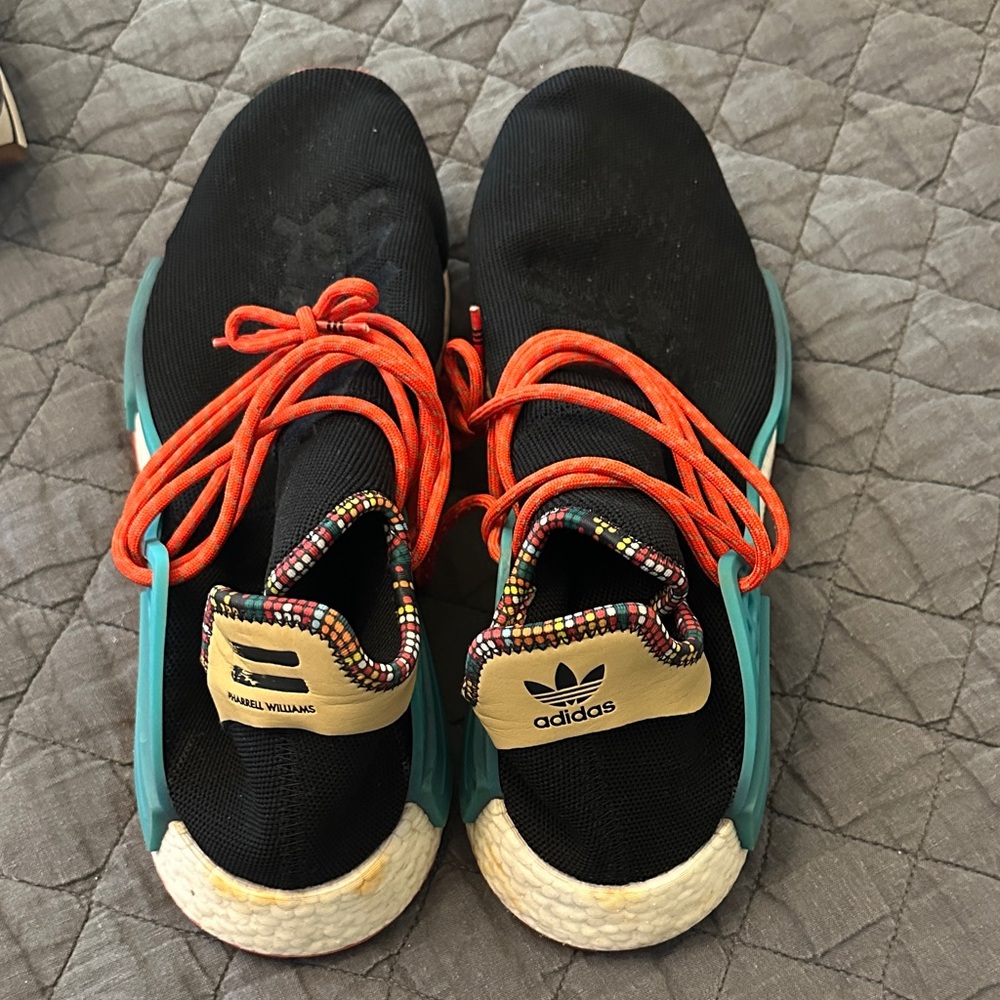 Adidas Black Sneakers with Vibrant Orange and Teal Accents